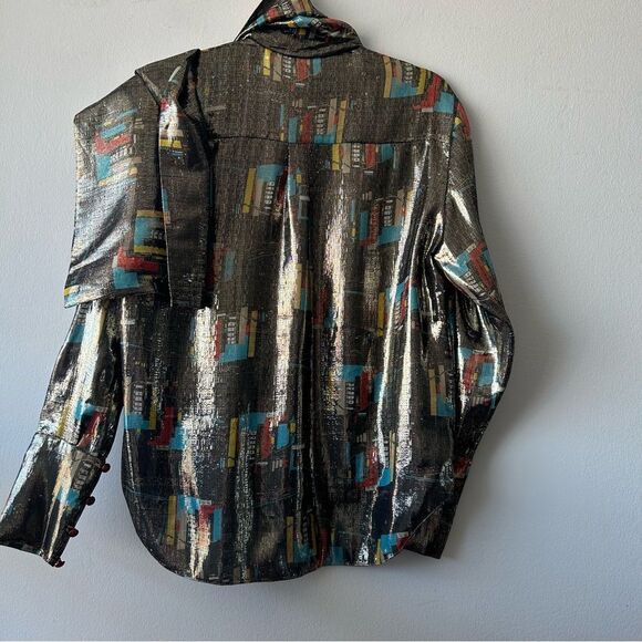 J.W.Anderson Shimmering Silk Blouse with abstract cityscape pattern - Picture 9 of 14